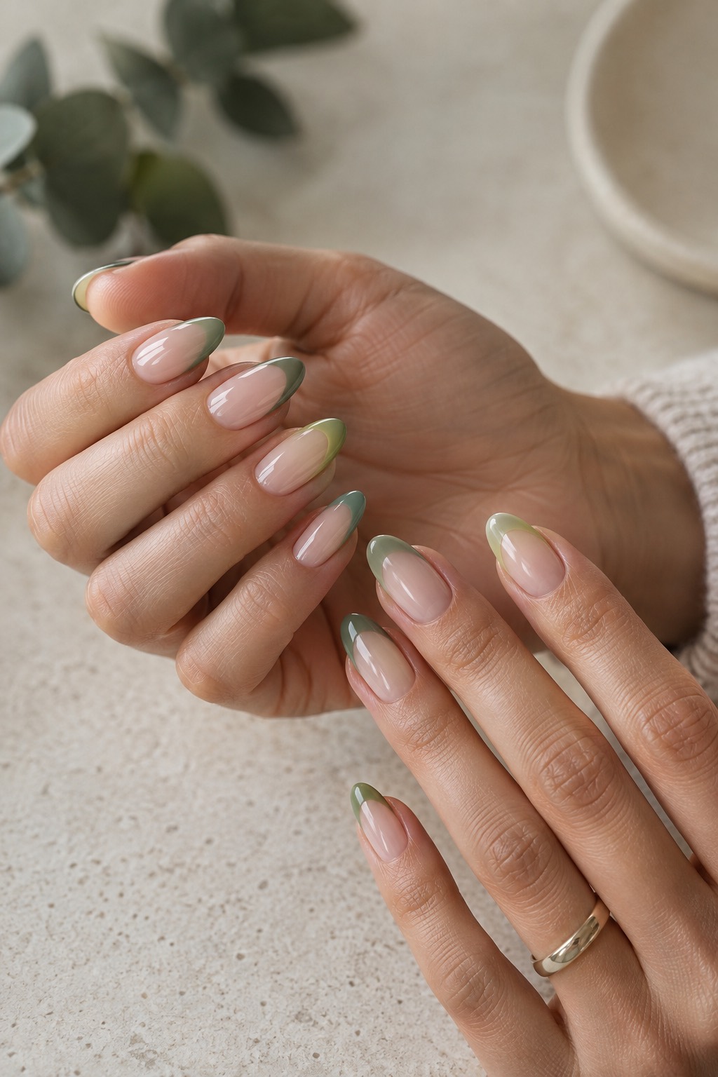 Matcha Green Sage Almond Nails