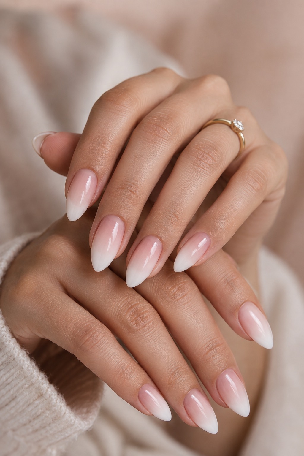 Baby Boomer Fade Almond Nails