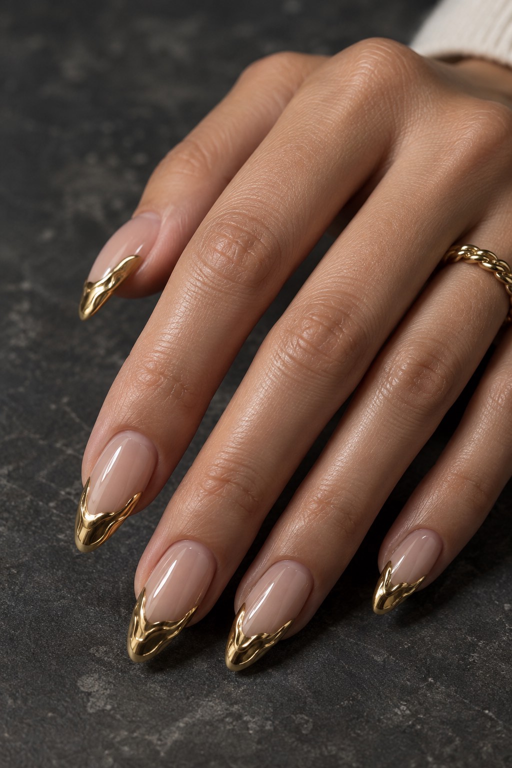 Molten 3D Metallic French Tip Nails
