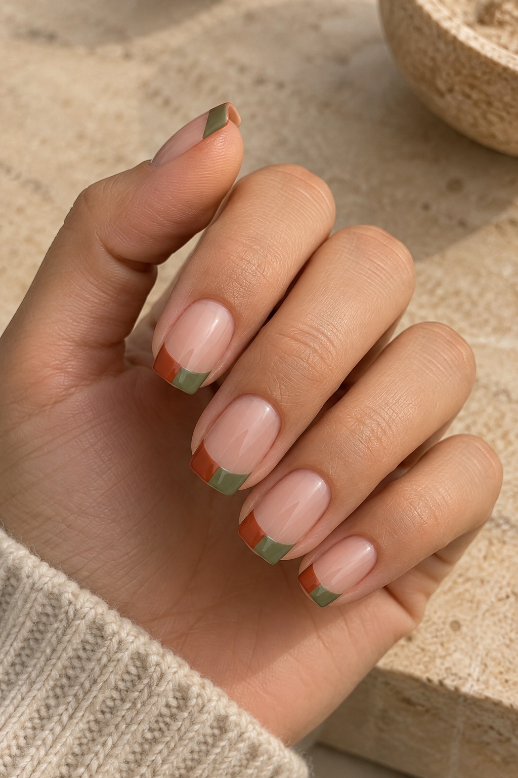 Split Color French Tip Nails