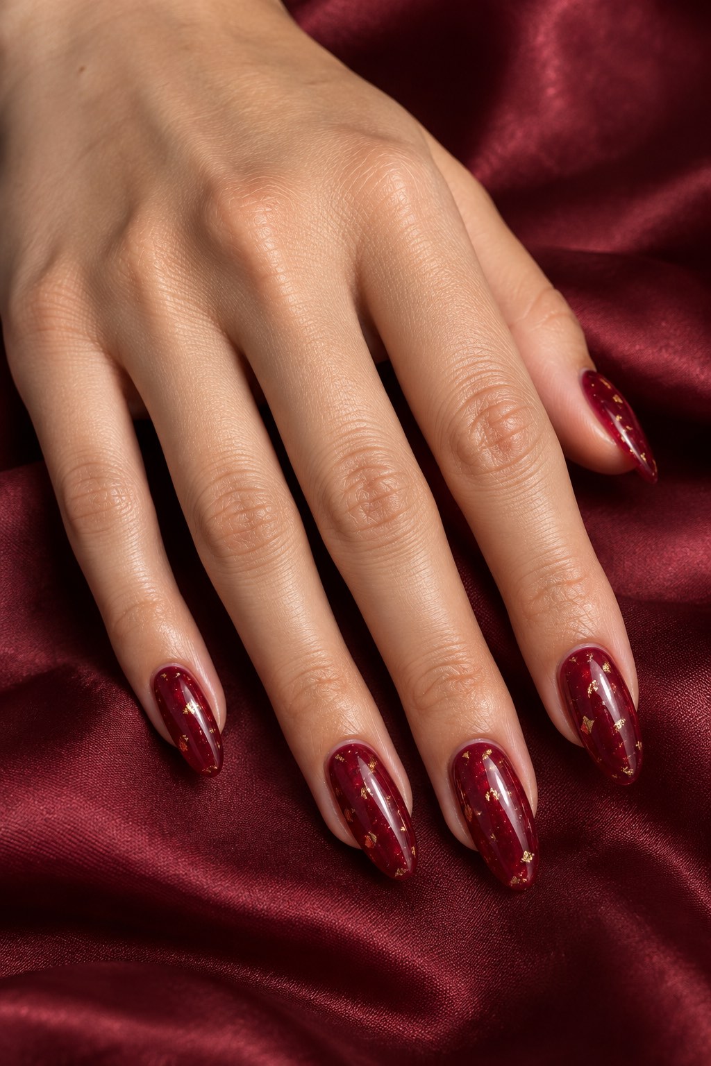 Cranberry Jelly Gold Fleck Pink Nails