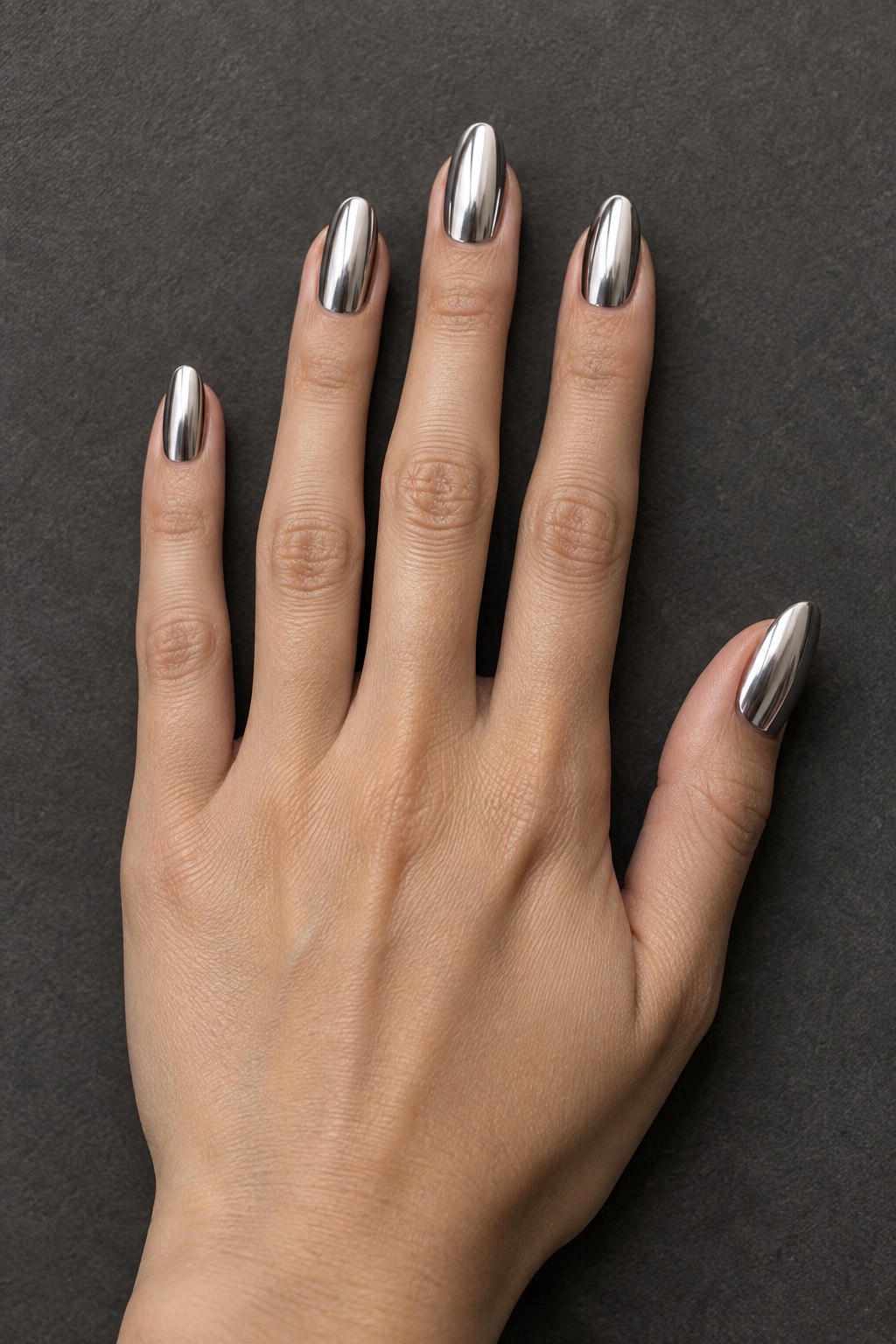 Mirror Platinum Metallic Birthday Nails