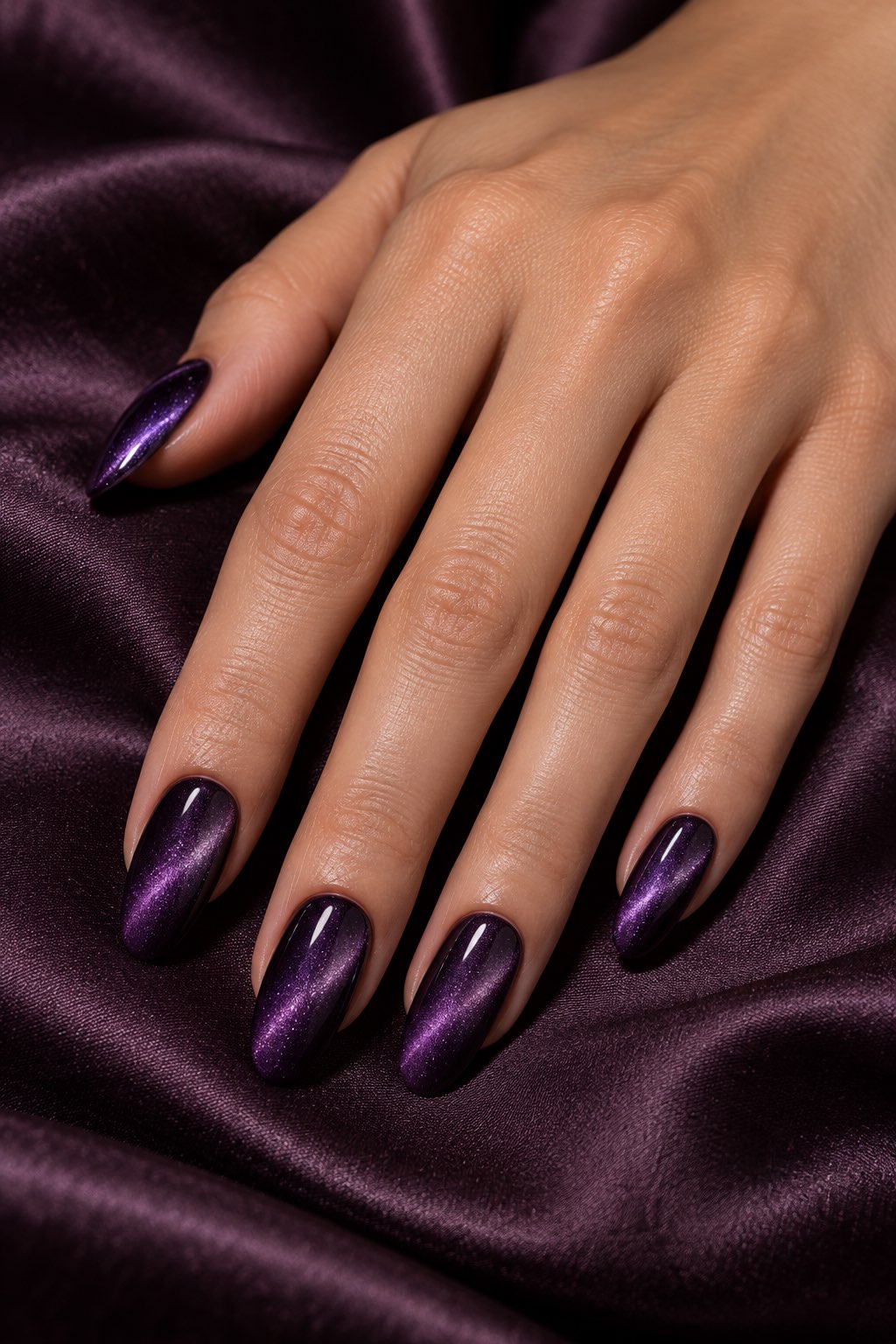 Deep Amethyst Velvet Cat Eye Nails