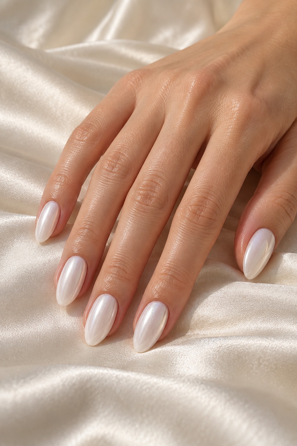 Glazed Coconut Milk Chrome White Nails