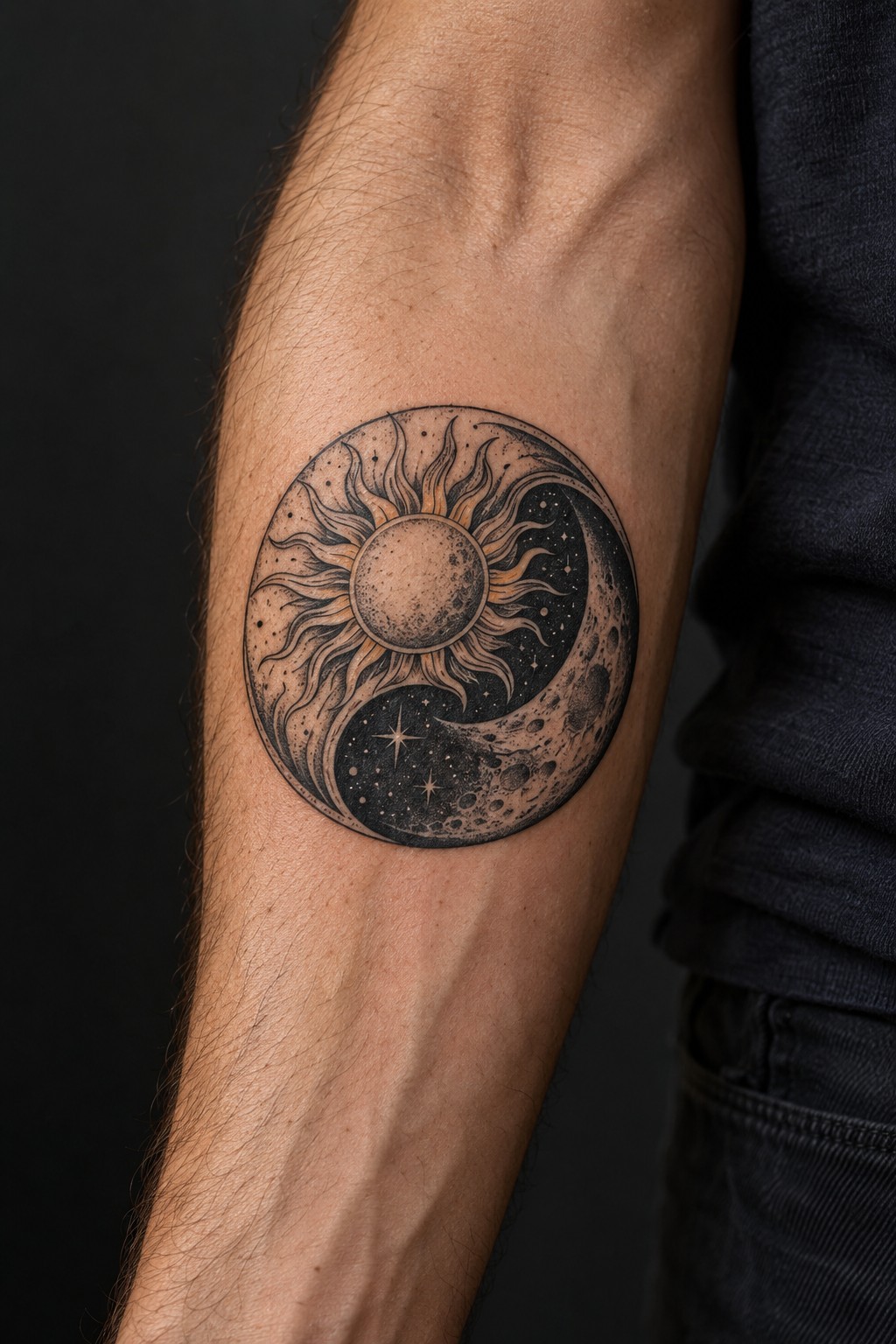 Interlocking Yin Yang Celestial Fusion Tattoo