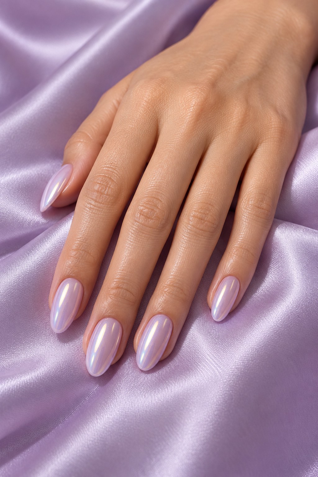 Glazed Lavender Milk Chrome Nails