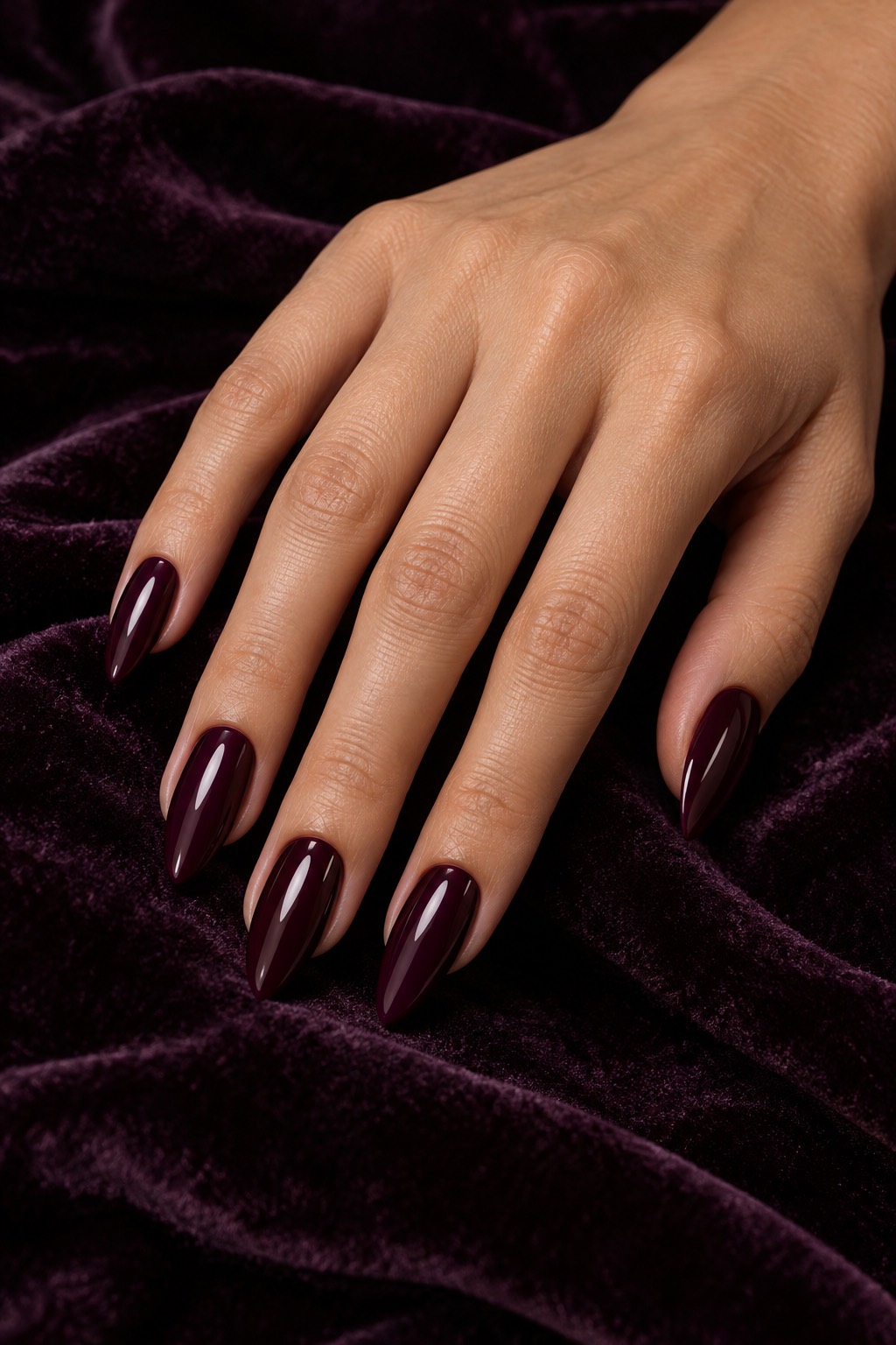 High Gloss Dark Plum Noir Nails