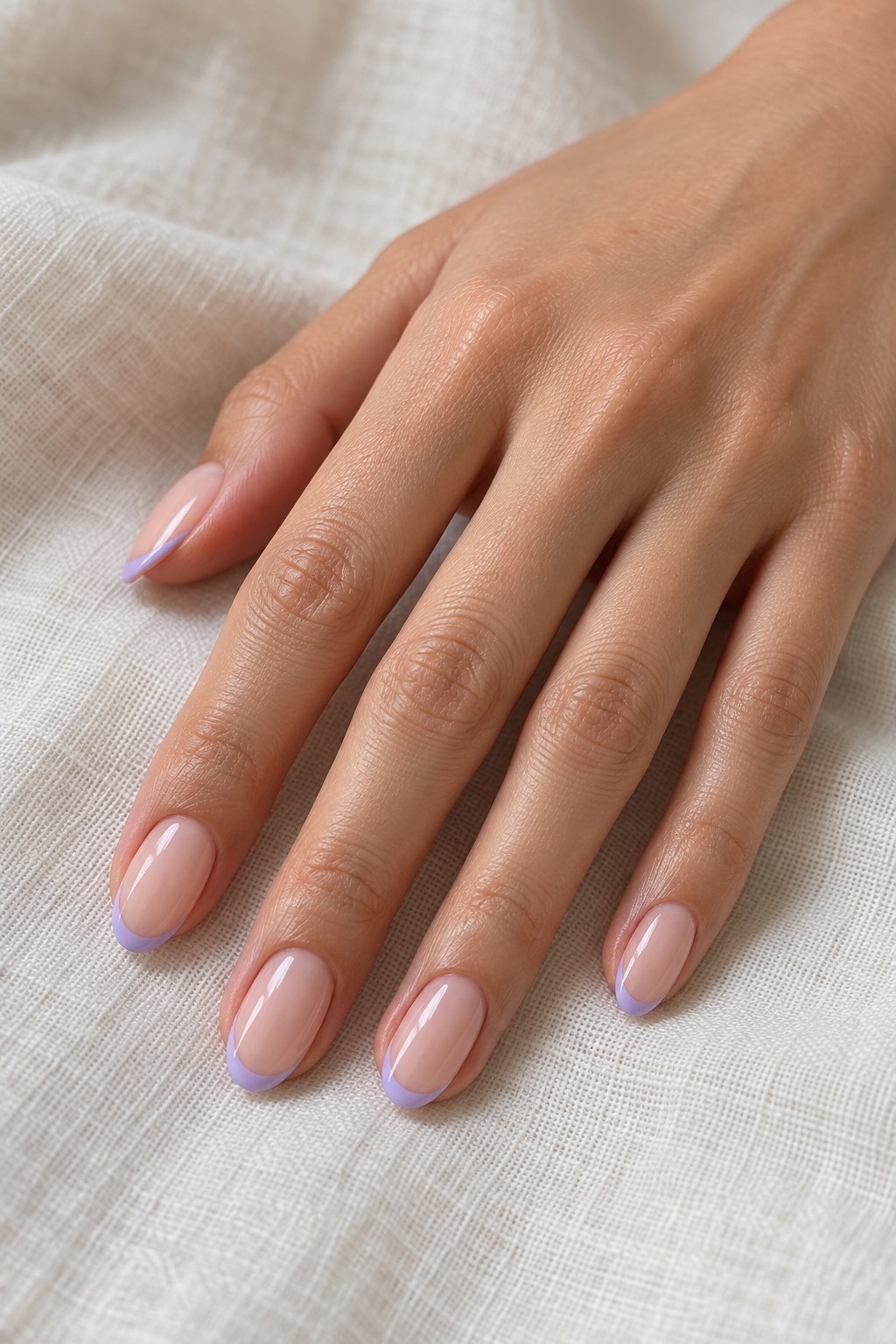 Lilac Micro French Tips Nails