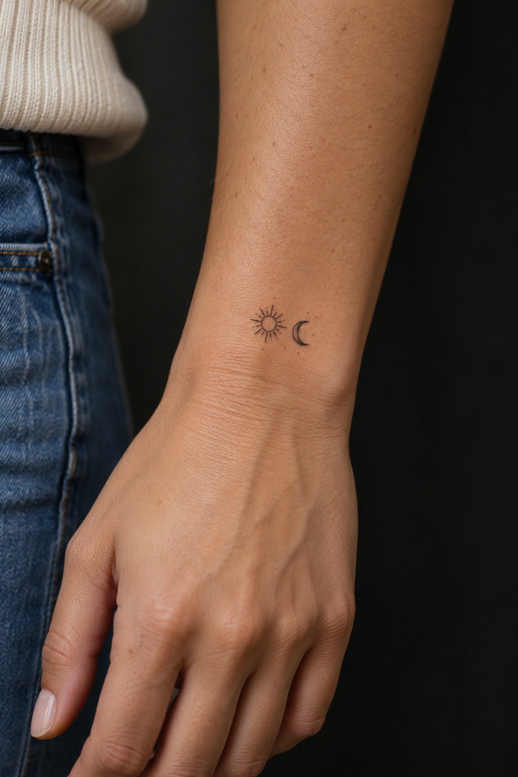 Minimalist Micro Celestial Wrist Tattoo