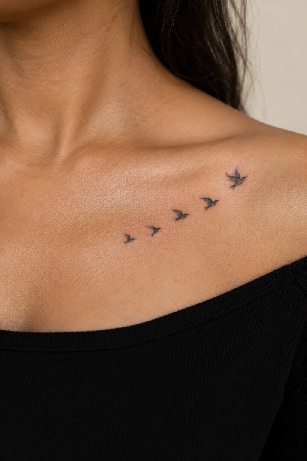 Ascending Flock of Flying Birds Silhouette Beginner Tattoo Idea