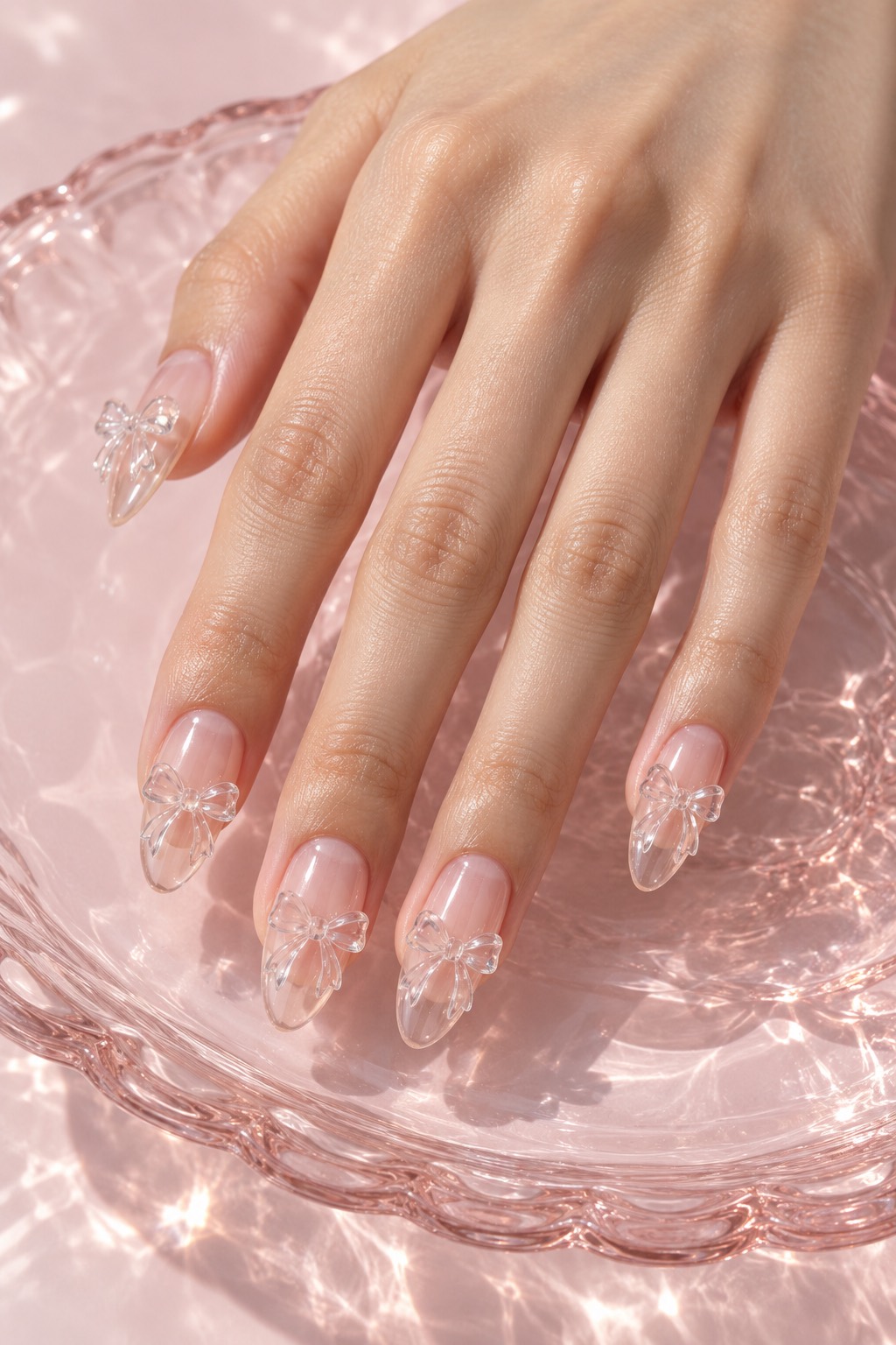 3D Clear Jelly Ribbon Bows Nails