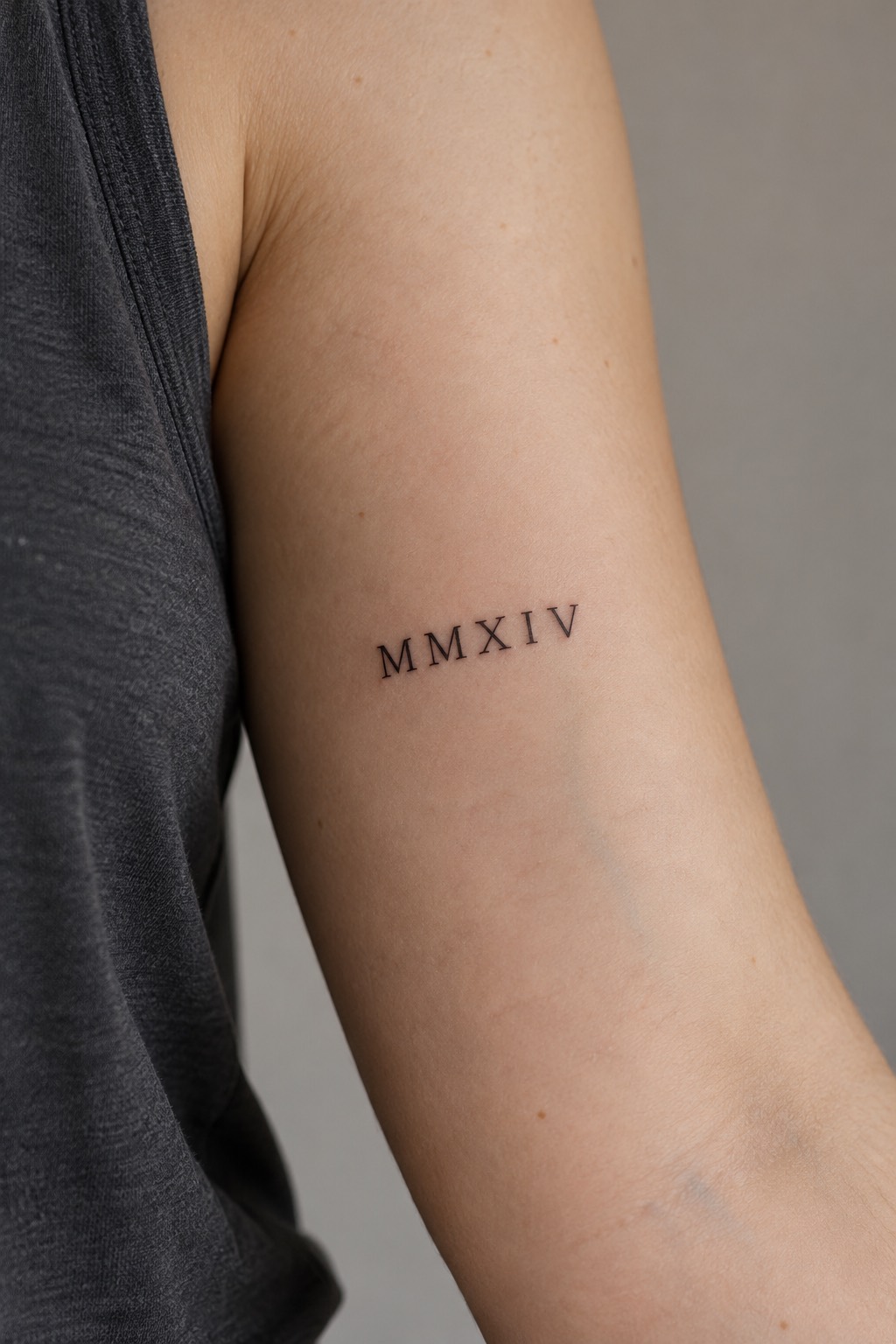 Clean Typography Roman Numeral Date Beginner Tattoo Idea