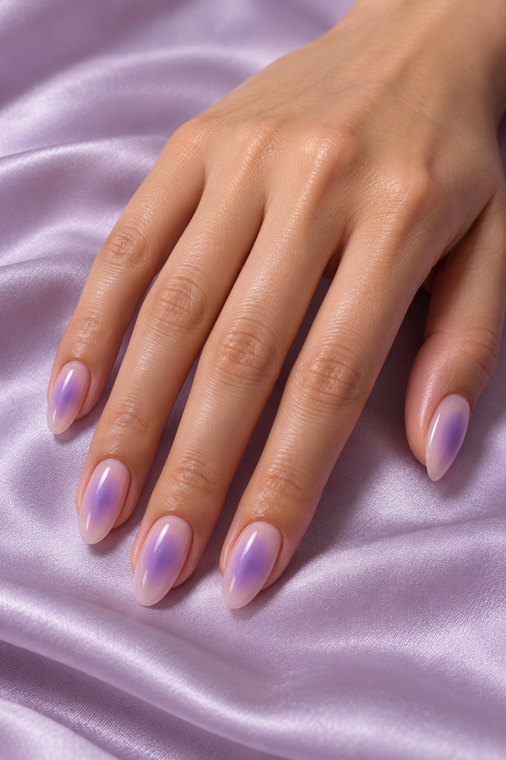 Soft Violet Aura Halo Nails