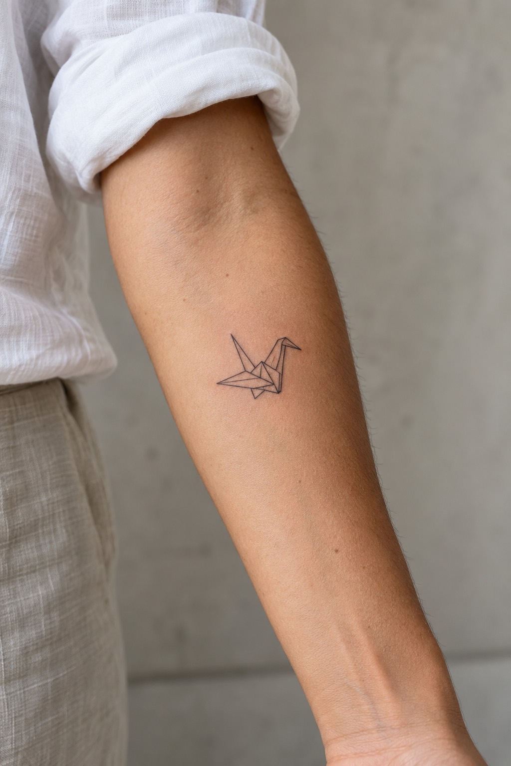 Miniature Paper Origami Crane Beginner Tattoo Idea