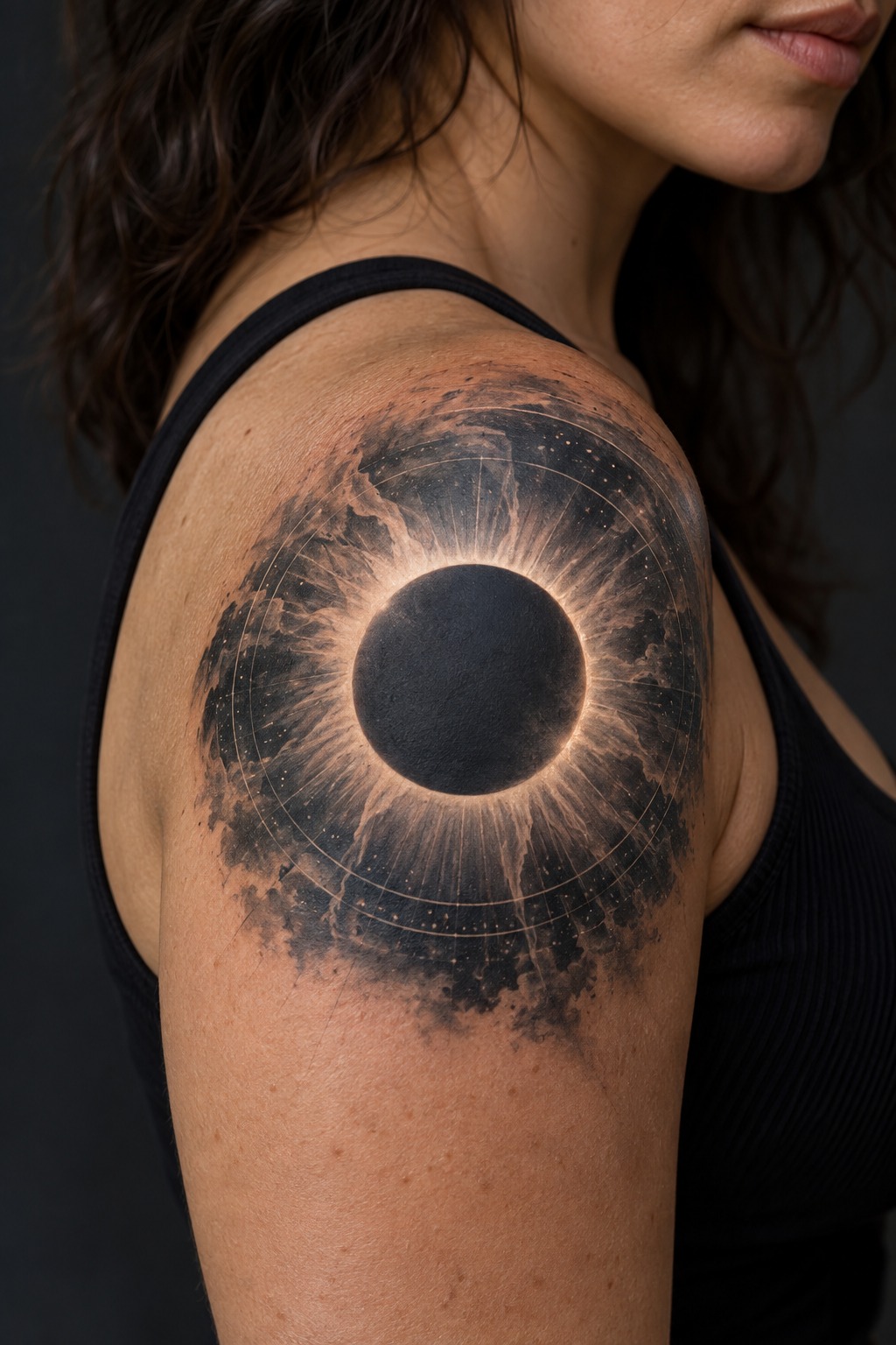 Total Solar Eclipse Corona and Halo Tattoo