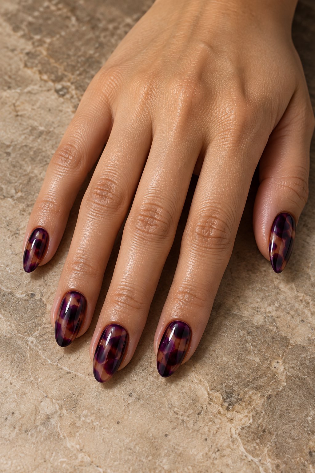Purple Tortoiseshell Hybrid Nails