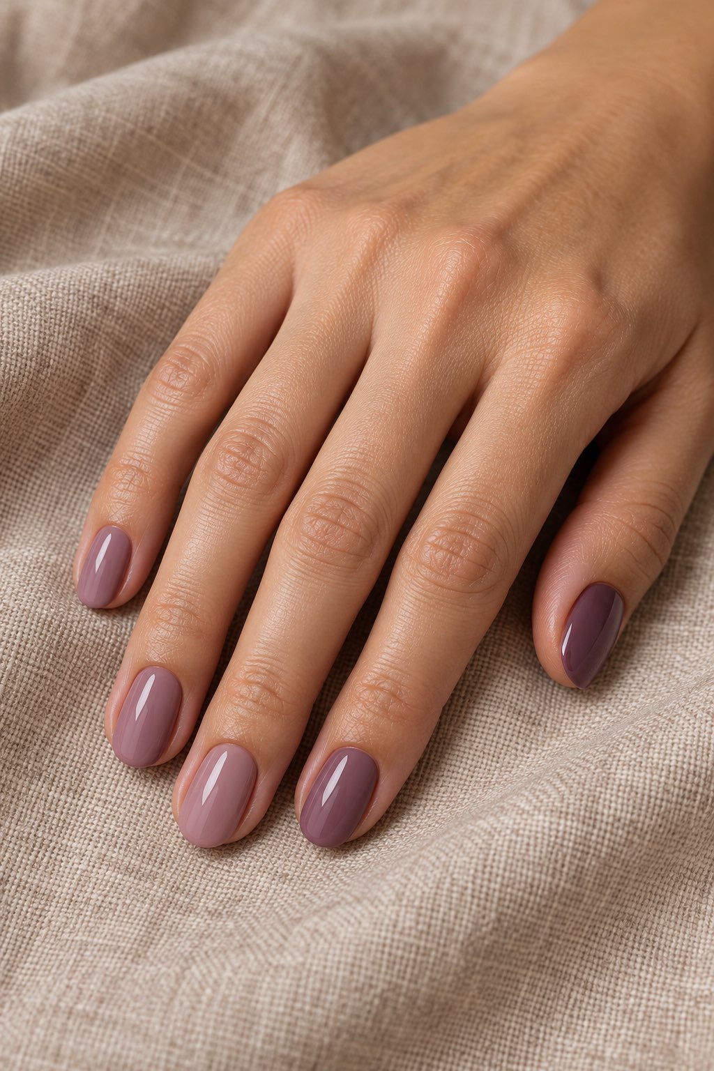 Dusty Mauve Purple Monochrome Nails