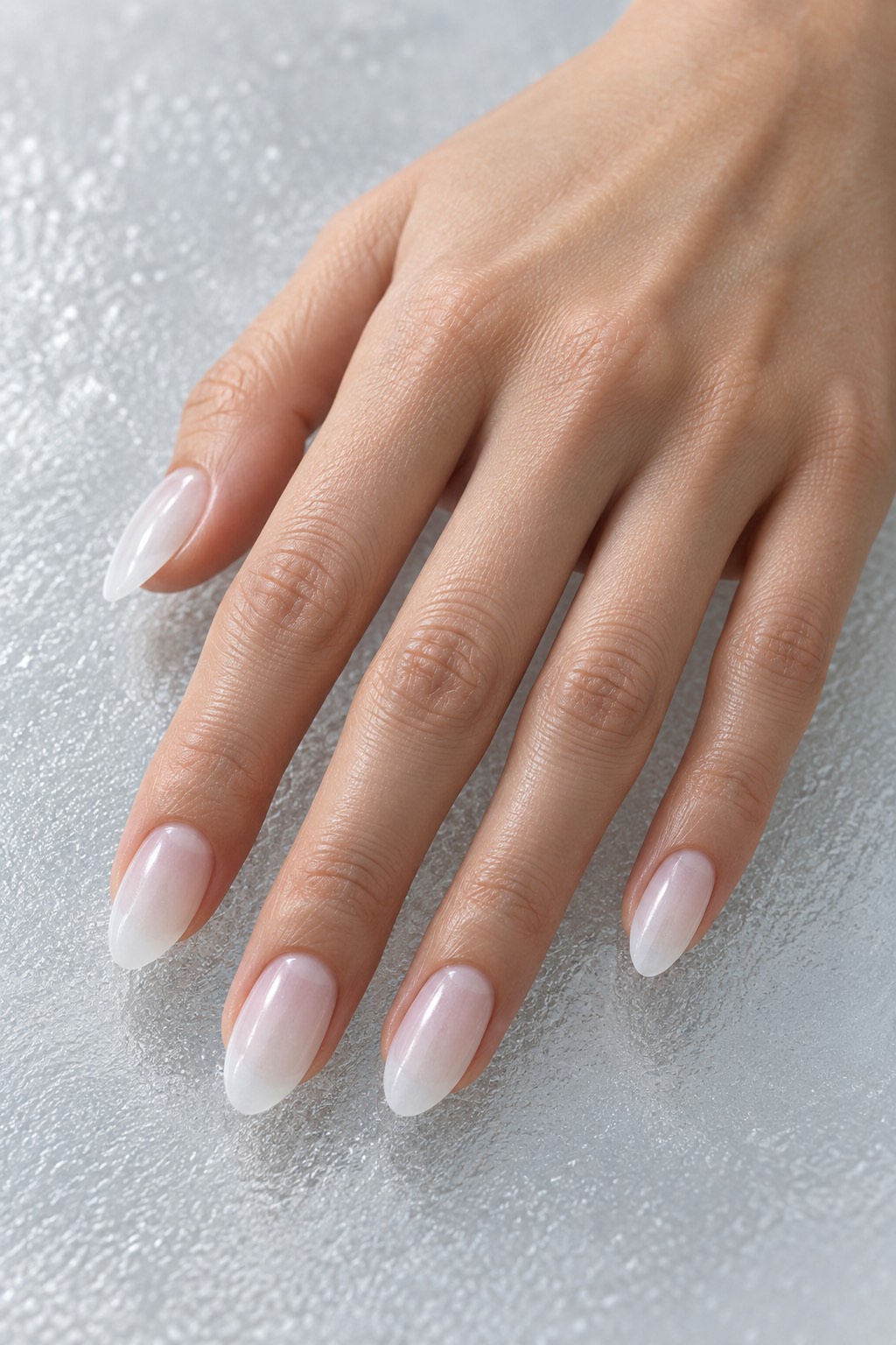 Frosted White Sea Glass Jelly Nails