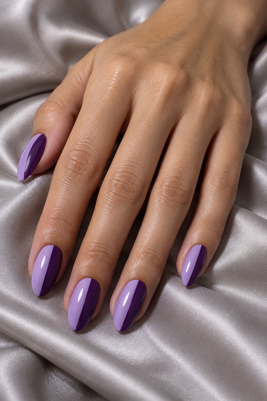 Two Tone Split Purple Geometry Nails