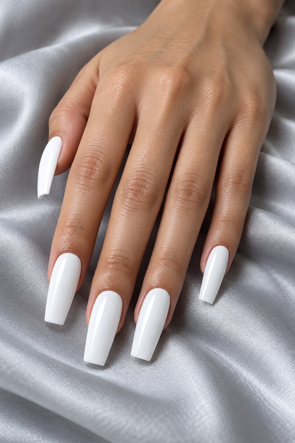 Pristine Piano Key White Coffin Nails