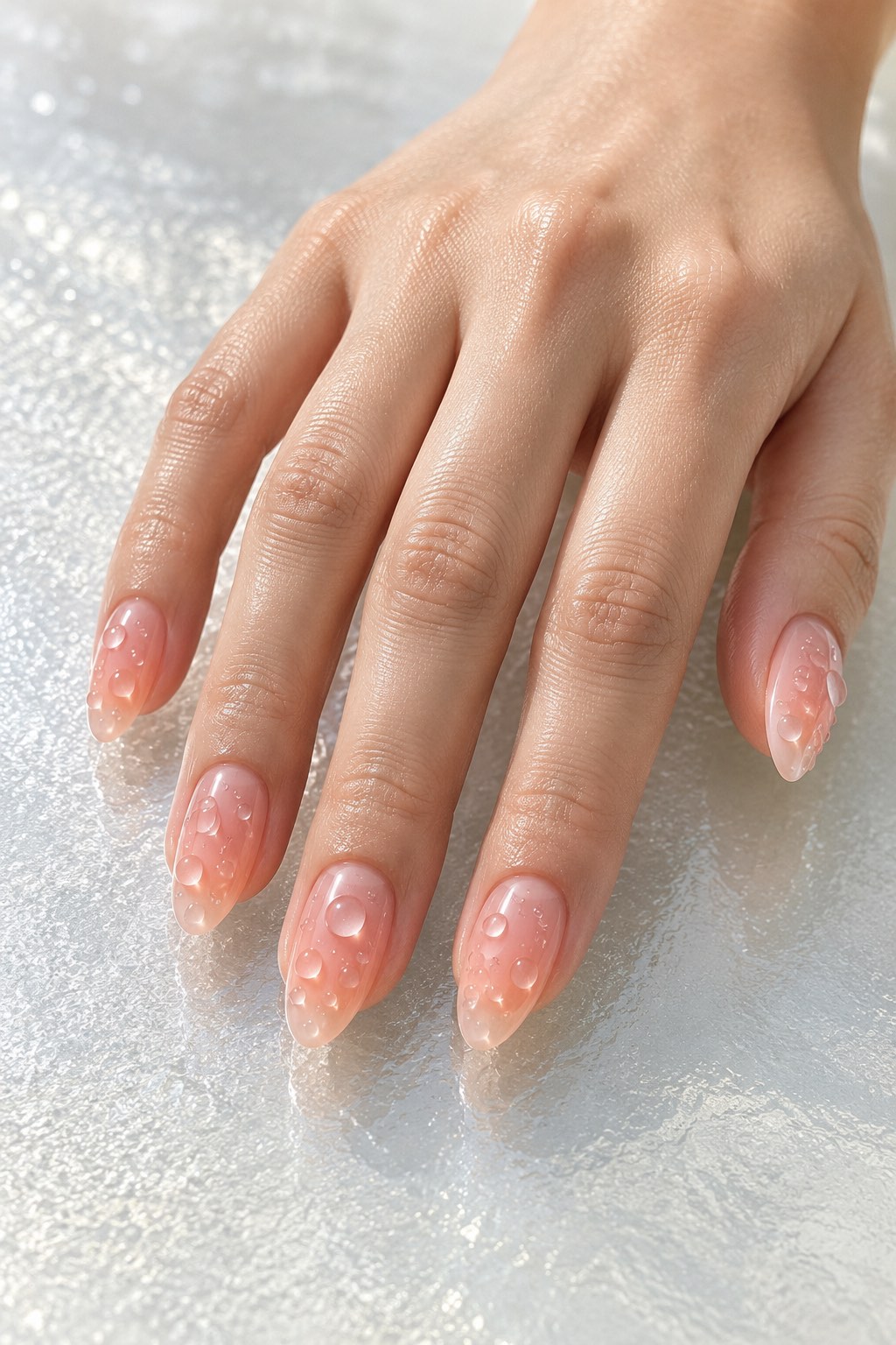 Fresh Morning Dewdrops on Syrup Gel Nails