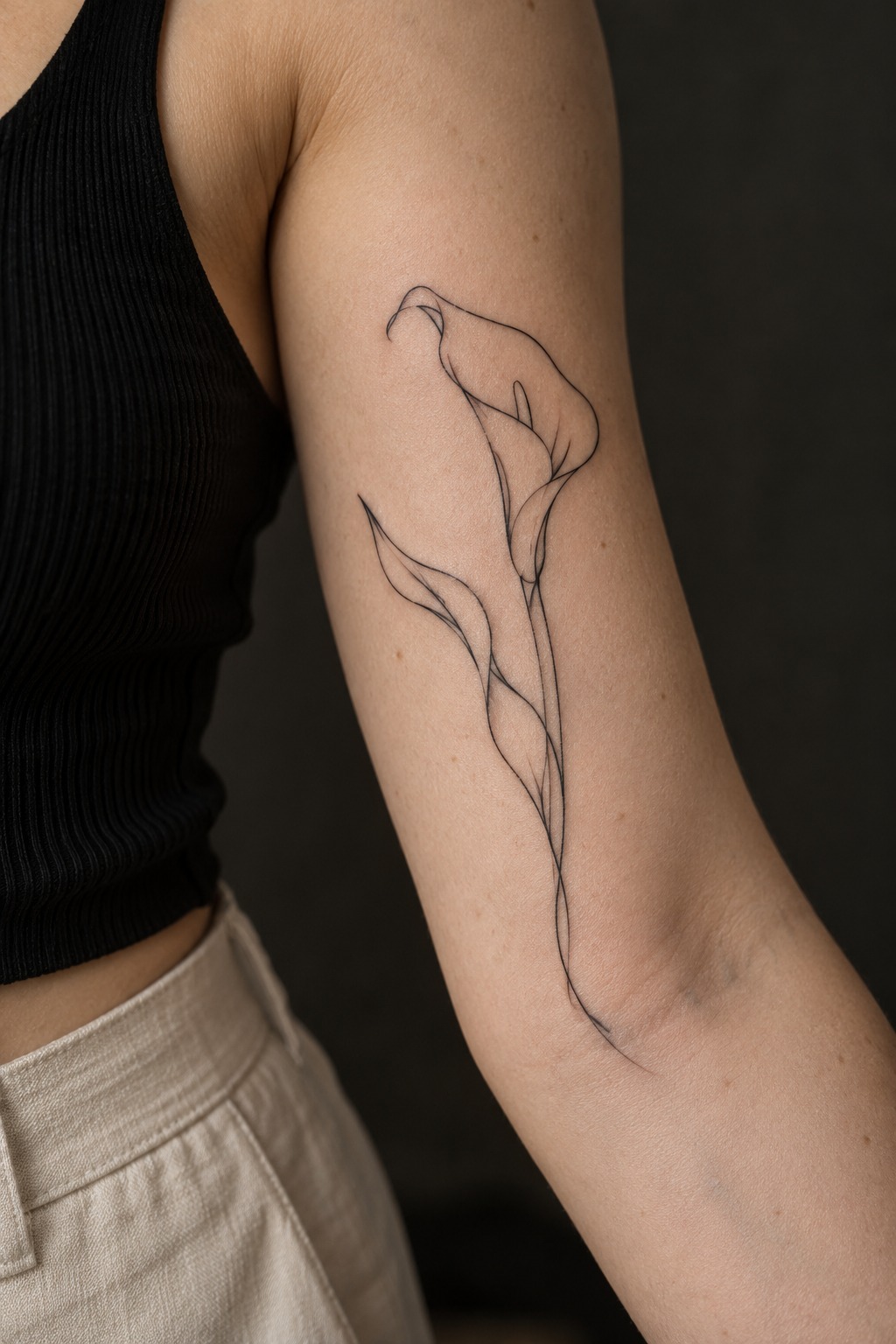 Continuous single line abstract flower drawing tattoo