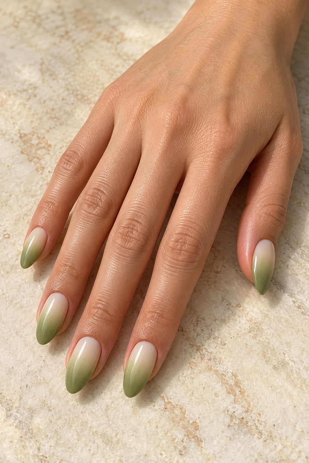 Matcha Green Tea Latte Ombre Fade Nails