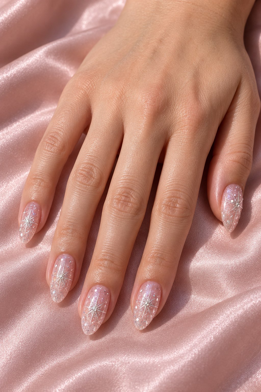Gilded Starburst Accents on Sugar Glaze Nails